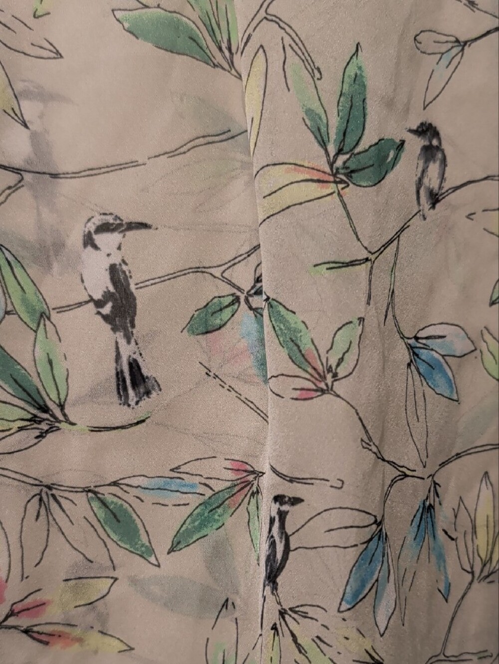 #1 The Limited Cream V-Neck Blouse with Multicolor Bird & Leaf Print - Picture 5 of 6